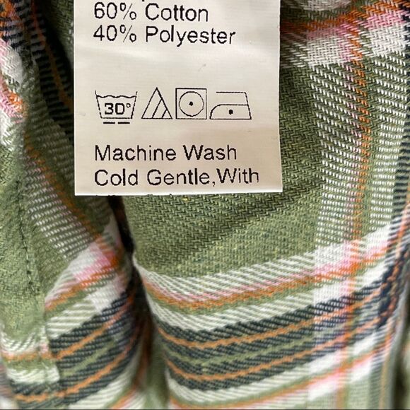 Shein DAZY Shirt Green Tartan Flannel Pocket Women's Small Plaid - Picture 6 of 8